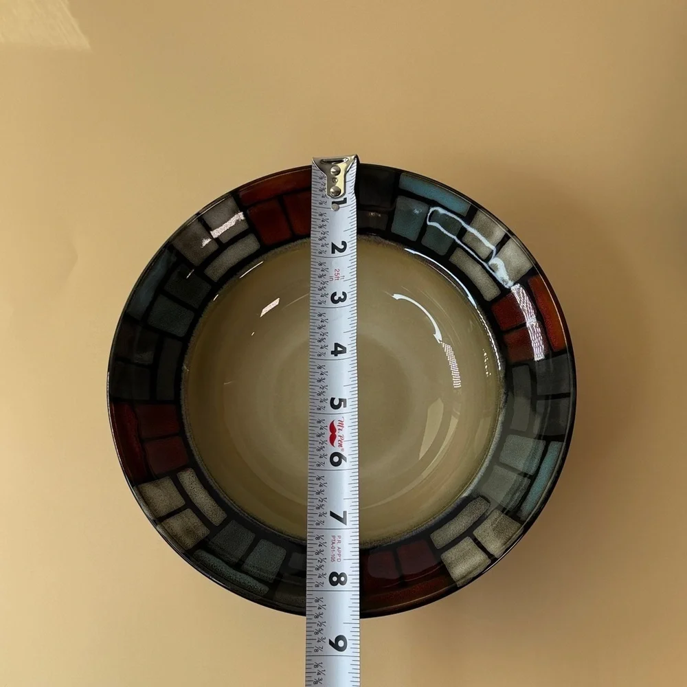Colorful Mosaic Patterned Ceramic Bowl Set Of 2